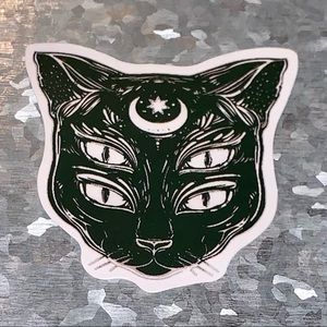 4 Eyed Black Kitty Gothic Waterproof Vinyl Sticker